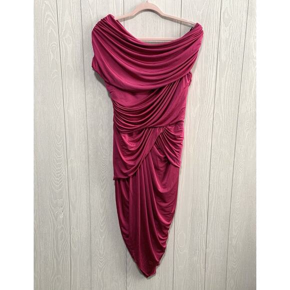 Tadashi Shoji Rose Fuschia Ruched Draped Dress Medium NWT - Picture 4 of 9